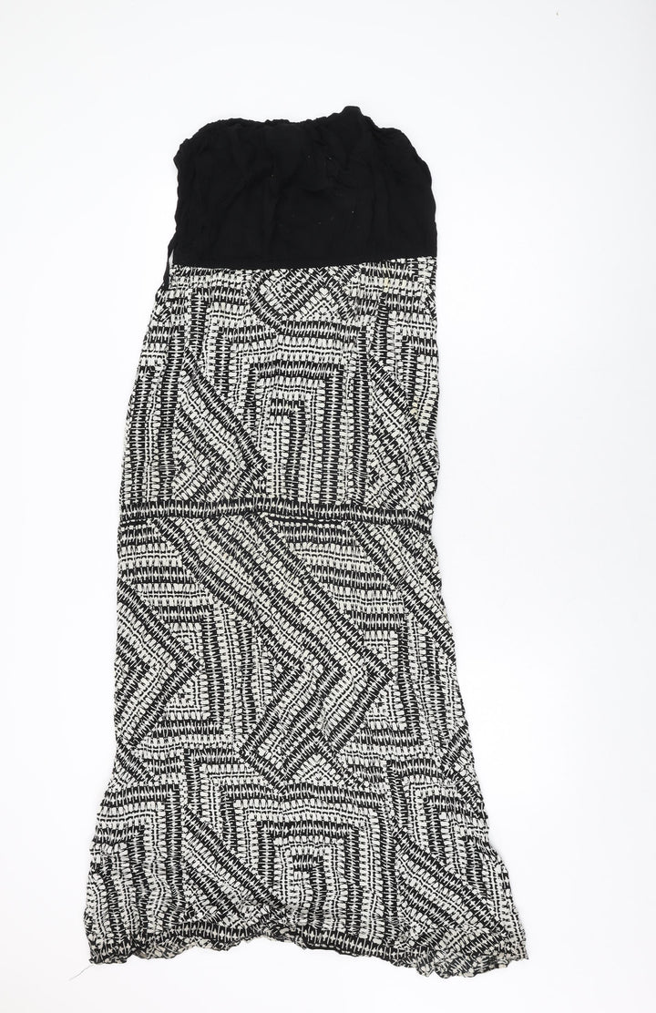New Look Womens Black Geometric Viscose Maxi Size 10 Off the Shoulder Pullover