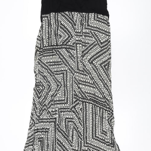 New Look Womens Black Geometric Viscose Maxi Size 10 Off the Shoulder Pullover
