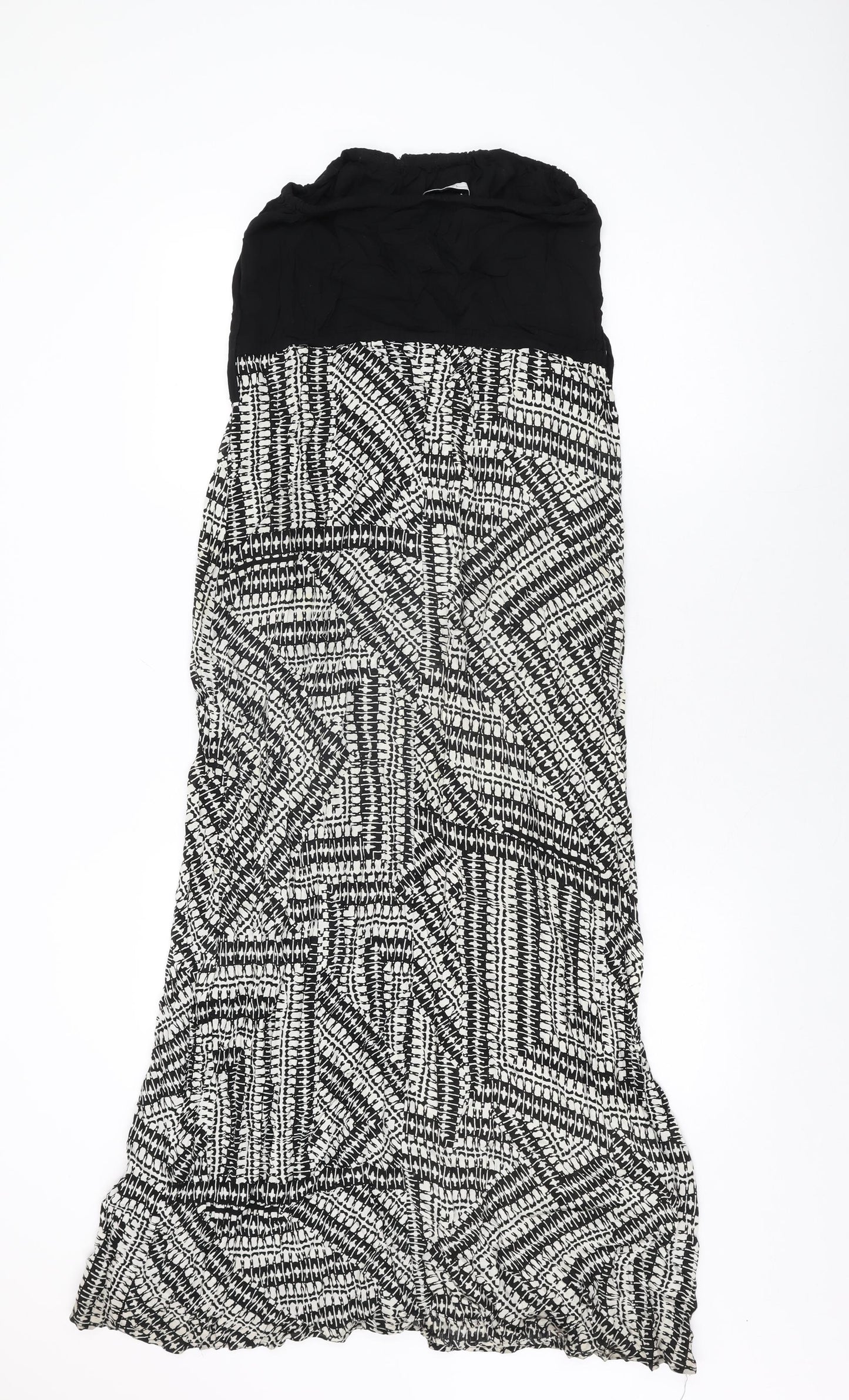 New Look Womens Black Geometric Viscose Maxi Size 10 Off the Shoulder Pullover