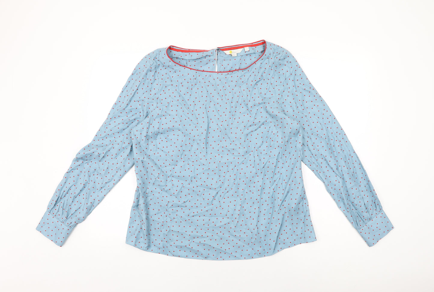 Boden Womens Blue Polka Dot Viscose Basic T-Shirt Size 16 Round Neck