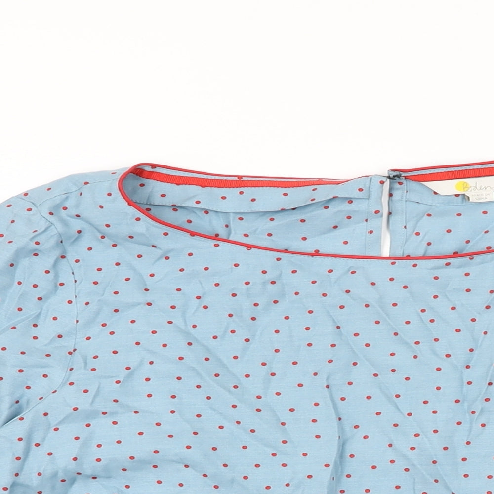 Boden Womens Blue Polka Dot Viscose Basic T-Shirt Size 16 Round Neck