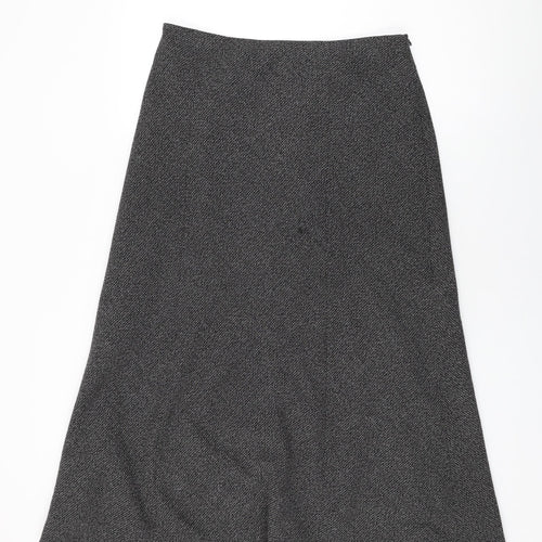 BHS Womens Black Viscose Swing Skirt Size 16 Zip