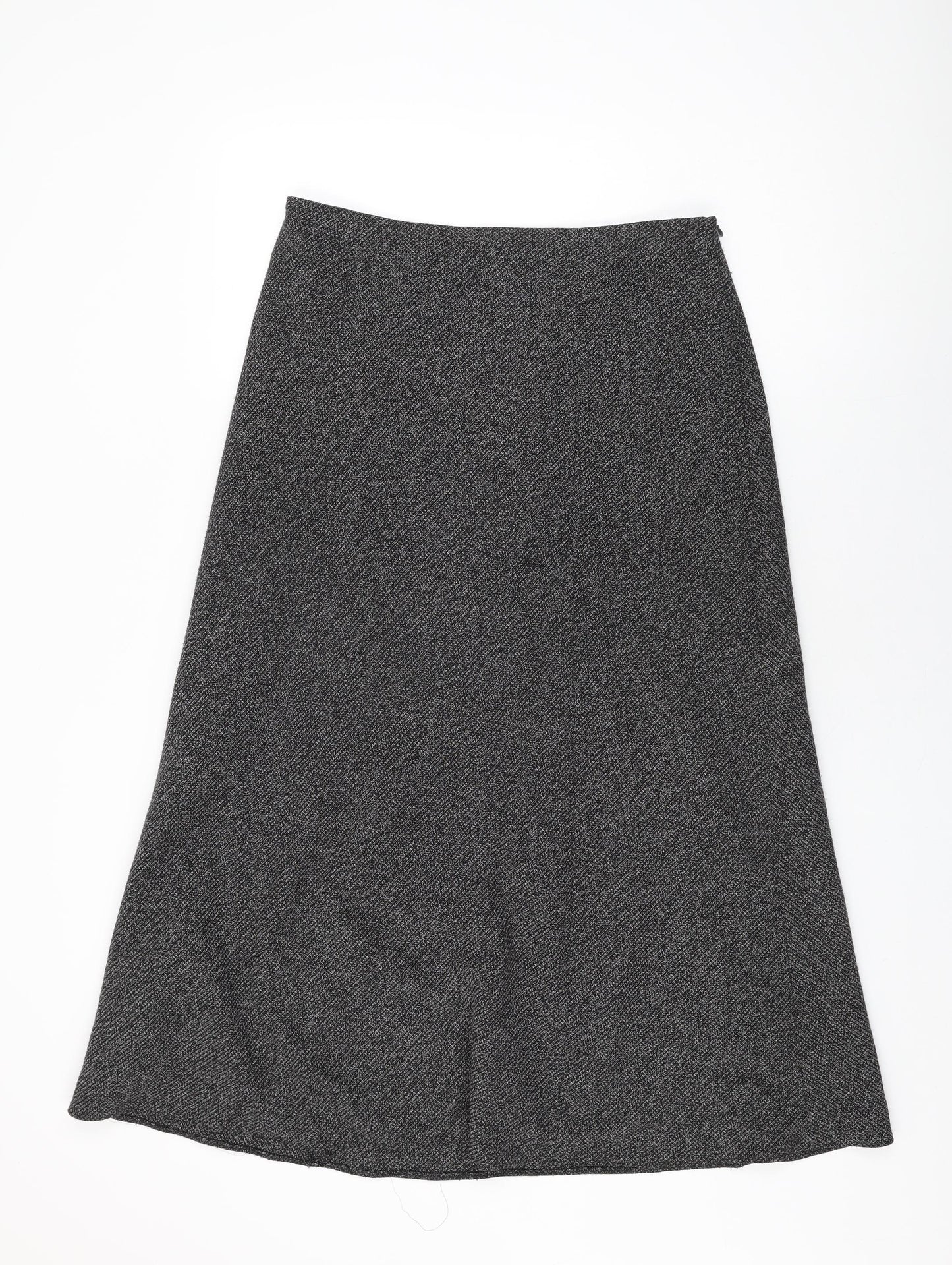 BHS Womens Black Viscose Swing Skirt Size 16 Zip