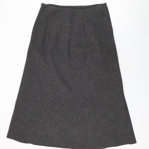 BHS Womens Black Viscose Swing Skirt Size 16 Zip