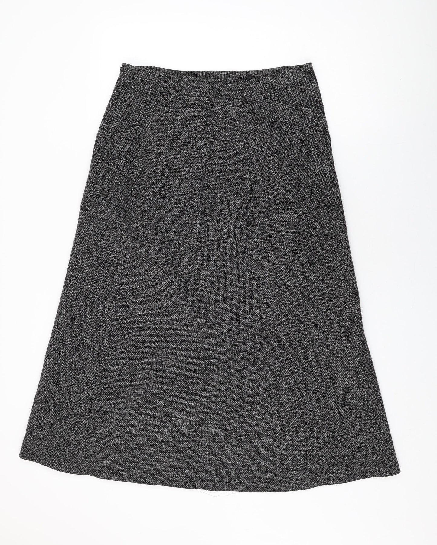 BHS Womens Black Viscose Swing Skirt Size 16 Zip