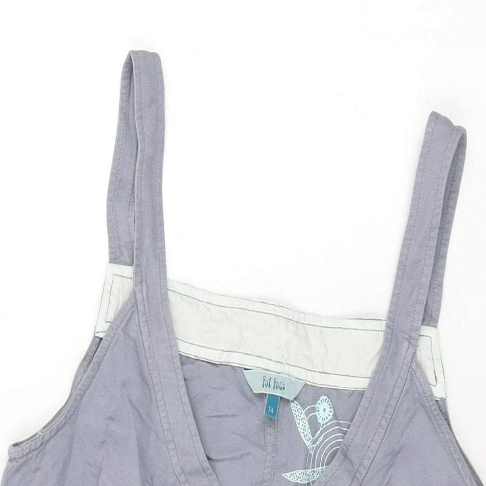 Fat Face Womens Grey Linen Basic T-Shirt Size 14 V-Neck