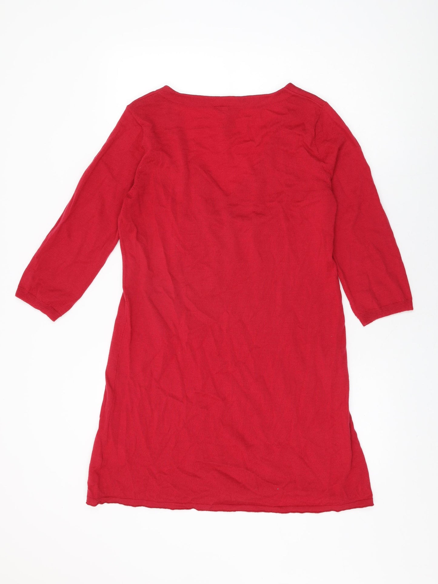 White Stuff Womens Red Wool Shift Size 16 V-Neck Drawstring