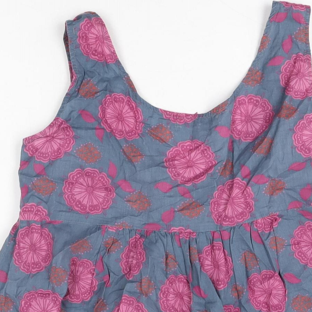 White Stuff Womens Grey Floral Cotton Basic T-Shirt Size 10 Scoop Neck