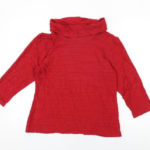 David Nieper Womens Red Viscose Basic T-Shirt Size 12 High Neck