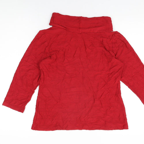David Nieper Womens Red Viscose Basic T-Shirt Size 12 High Neck