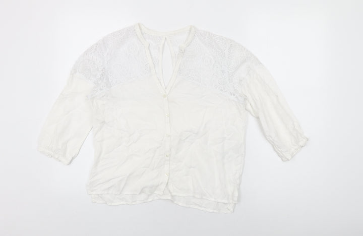 Hollister Womens White Viscose Basic Button-Up Size S V-Neck