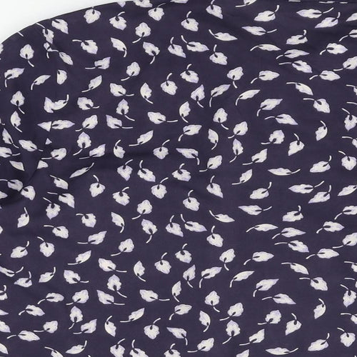 Marks and Spencer Womens Blue Geometric Polyester Basic Button-Up Size 14 Collared