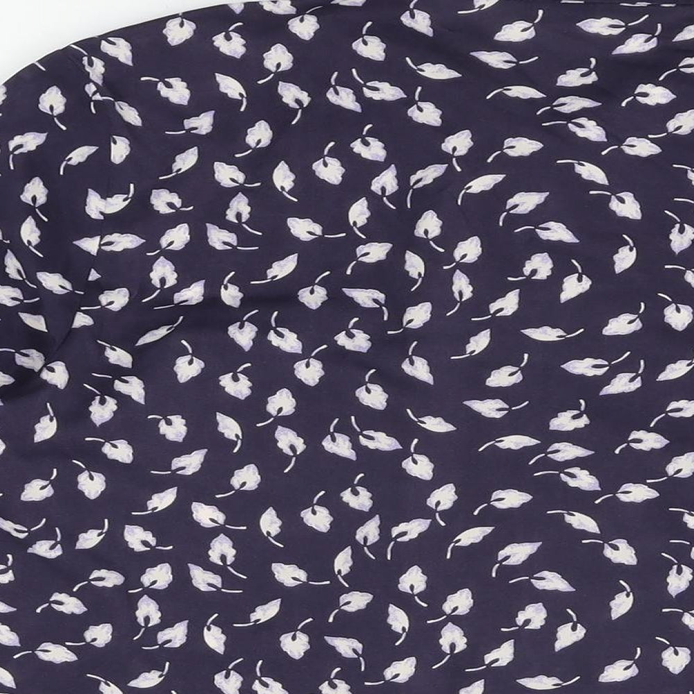 Marks and Spencer Womens Blue Geometric Polyester Basic Button-Up Size 14 Collared