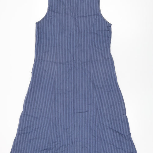 Adini Womens Blue Cotton A-Line Size S V-Neck Zip