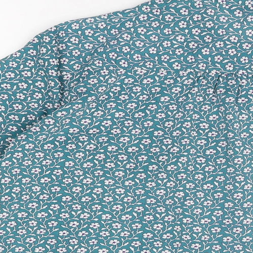 Marks and Spencer Womens Blue Floral Polyester Basic Button-Up Size 14 Collared