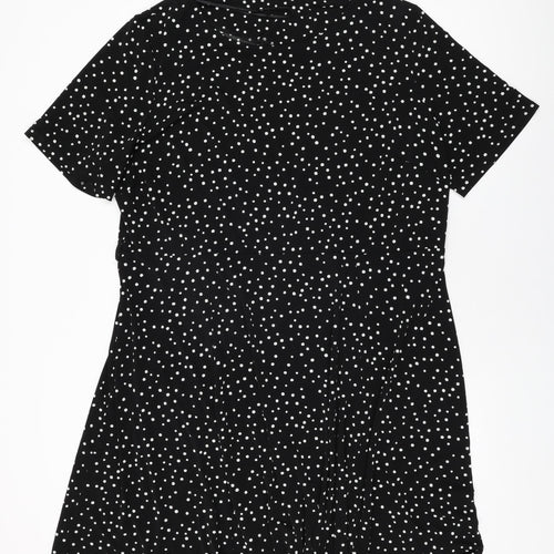 Debenhams Womens Black Polka Dot Polyester Shift Size 22 Round Neck Pullover