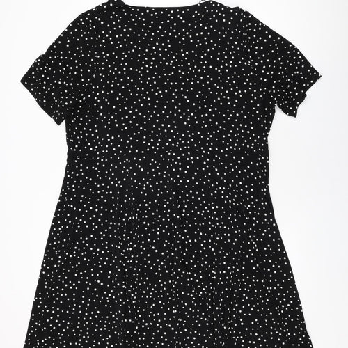 Debenhams Womens Black Polka Dot Polyester Shift Size 22 Round Neck Pullover