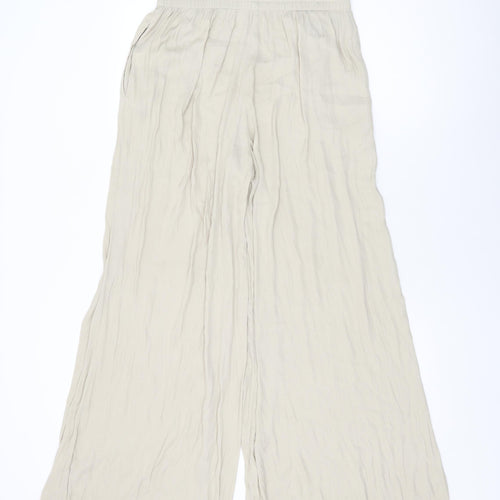 Zara Womens Beige Polyester Trousers Size M L31.5 in Regular