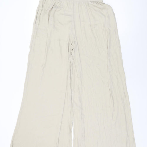 Zara Womens Beige Polyester Trousers Size M L31.5 in Regular