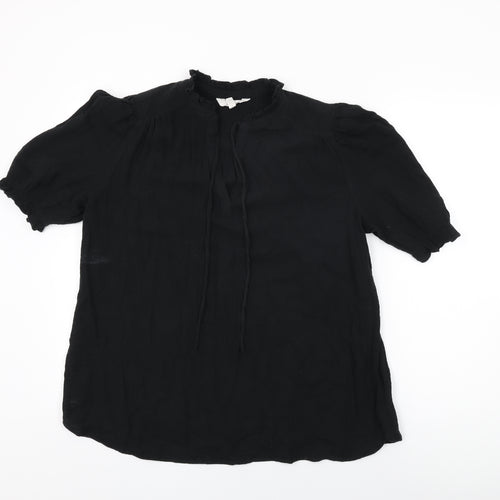 Per Una Womens Black Cotton Basic T-Shirt Size 14 V-Neck