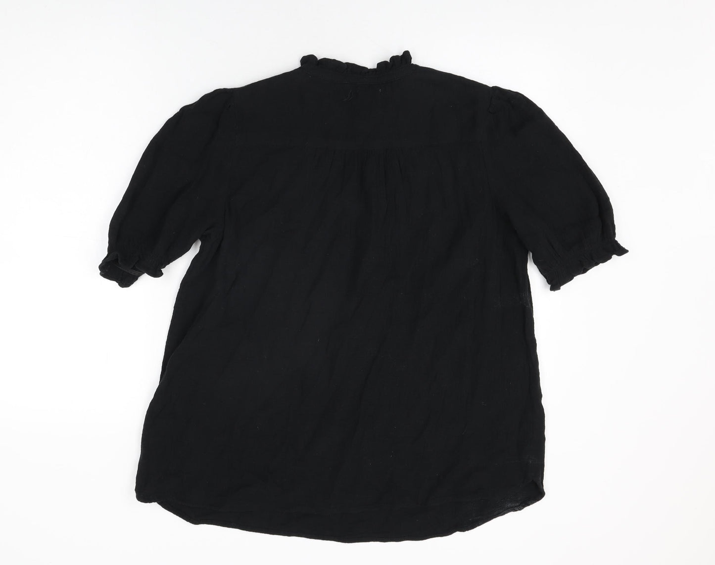 Per Una Womens Black Cotton Basic T-Shirt Size 14 V-Neck