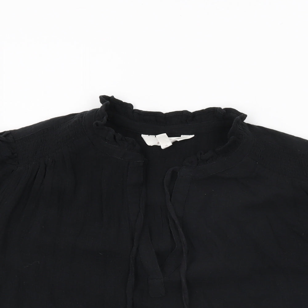 Per Una Womens Black Cotton Basic T-Shirt Size 14 V-Neck