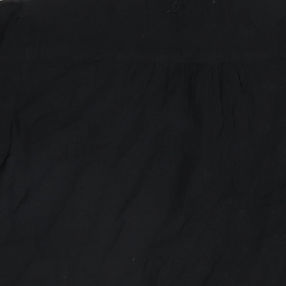 Per Una Womens Black Cotton Basic T-Shirt Size 14 V-Neck