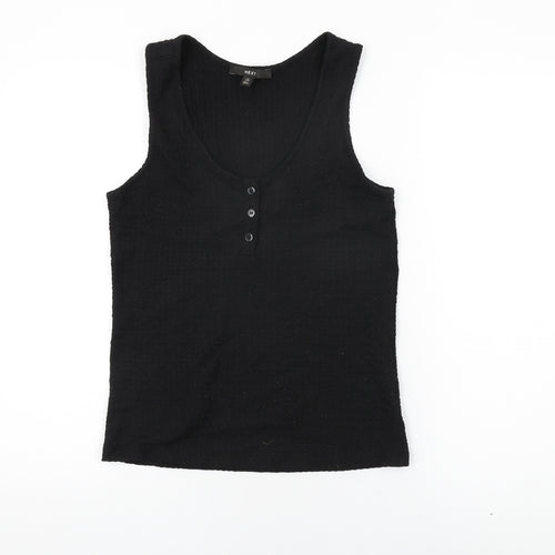 NEXT Womens Black Polyester Basic T-Shirt Size 8 Scoop Neck