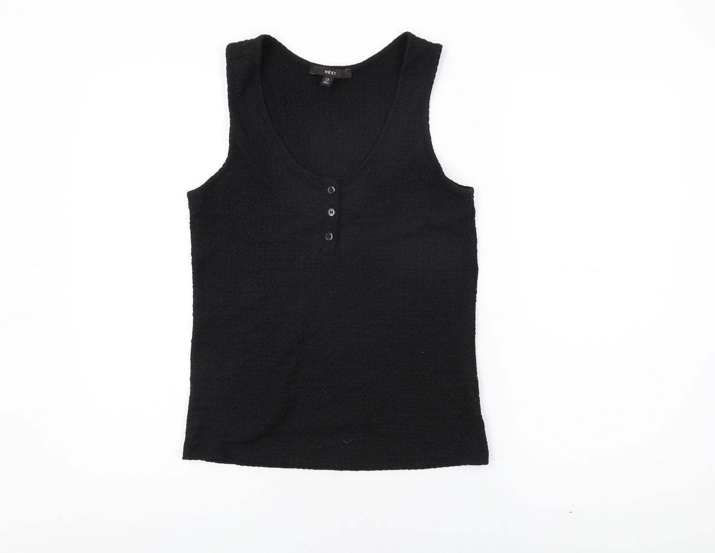 NEXT Womens Black Polyester Basic T-Shirt Size 8 Scoop Neck