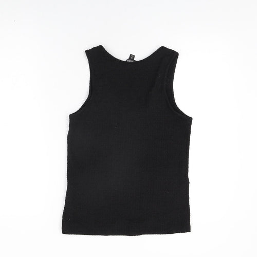 NEXT Womens Black Polyester Basic T-Shirt Size 8 Scoop Neck