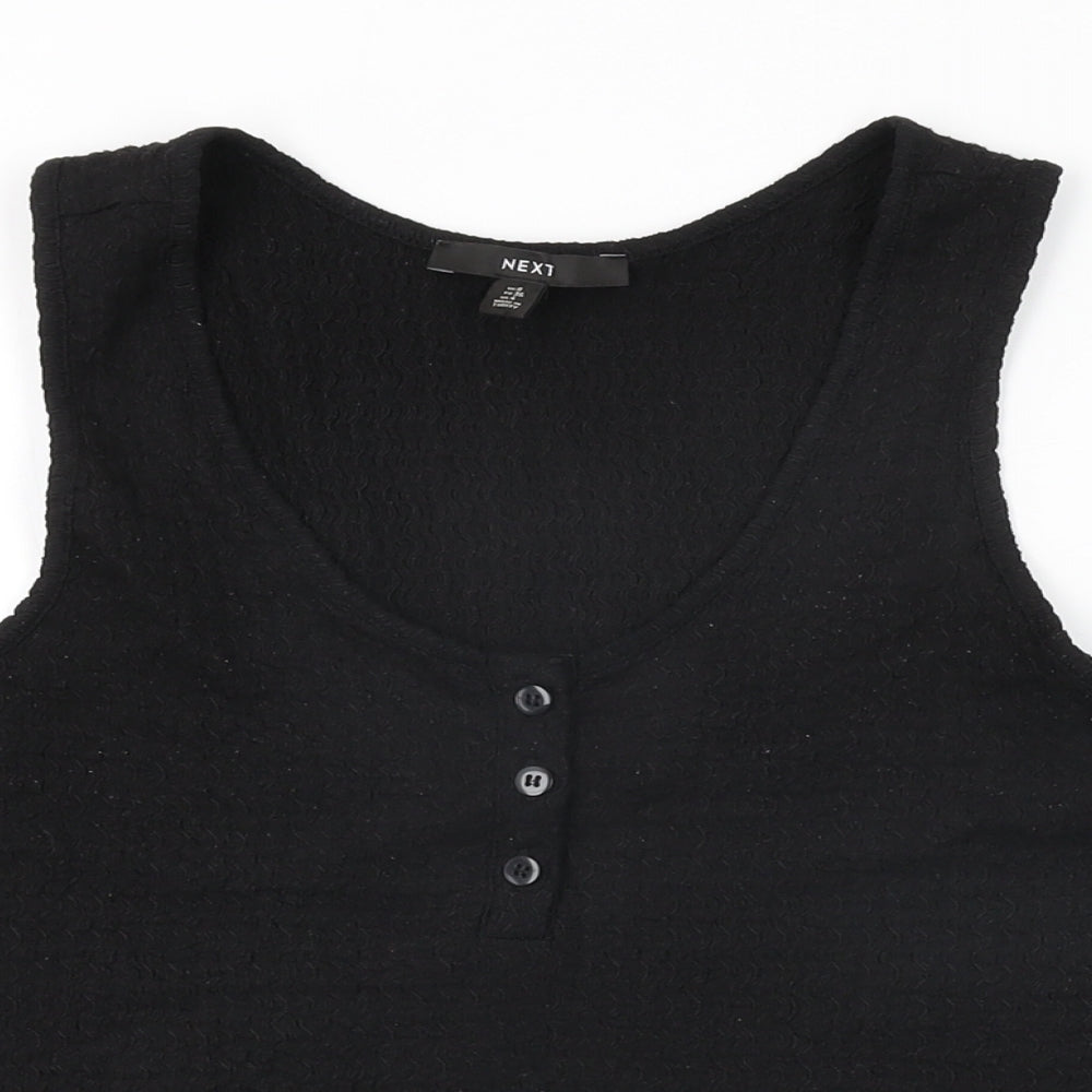 NEXT Womens Black Polyester Basic T-Shirt Size 8 Scoop Neck