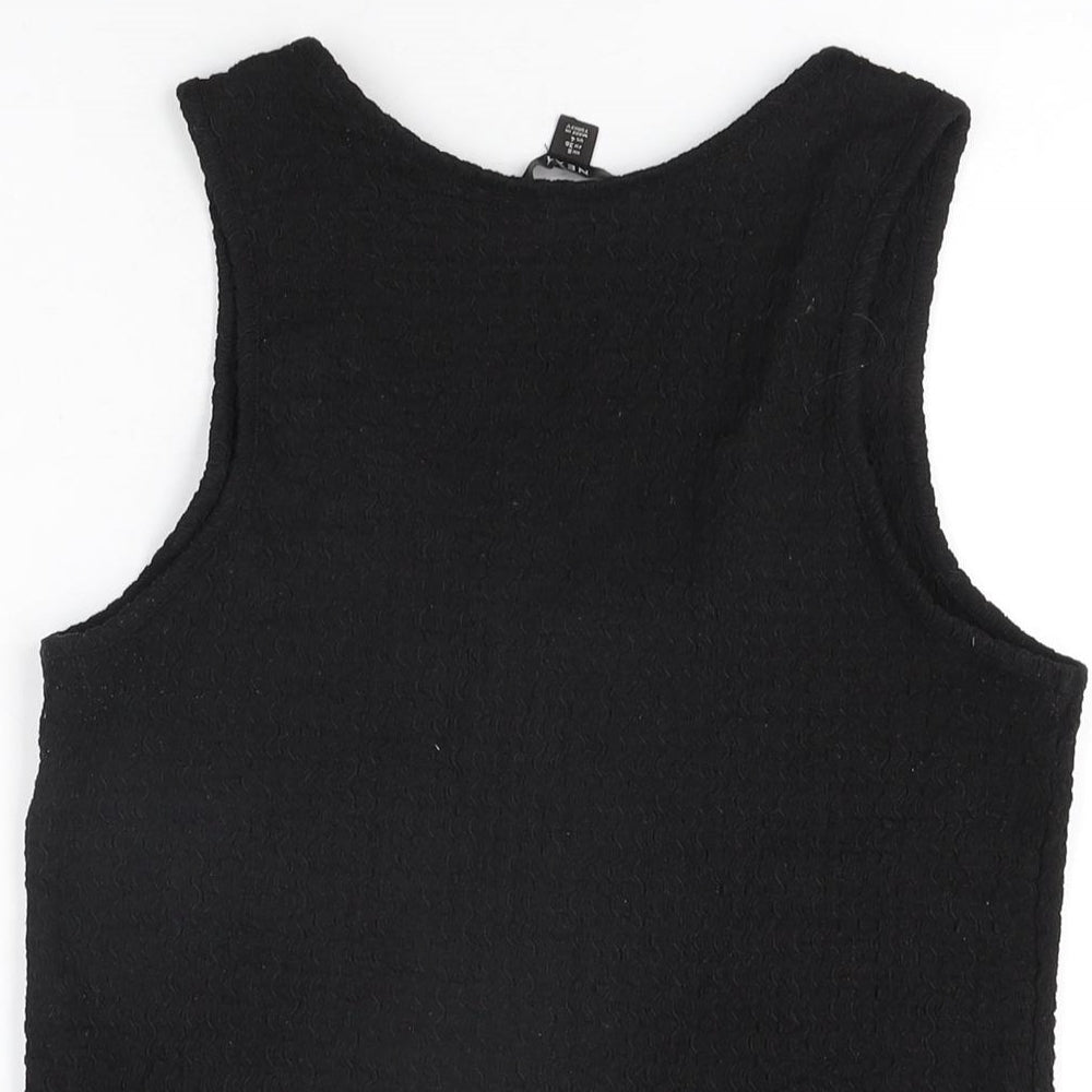 NEXT Womens Black Polyester Basic T-Shirt Size 8 Scoop Neck