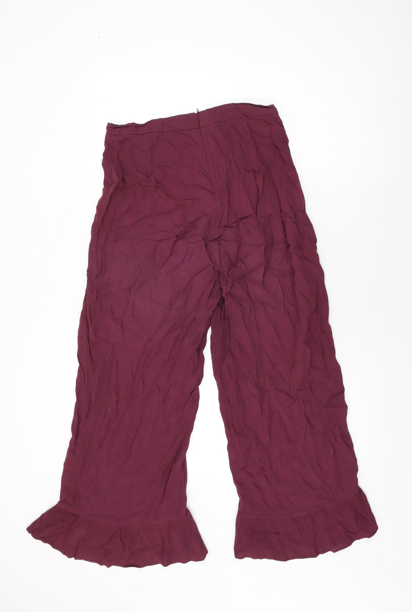 Glamorous Womens Purple Viscose Trousers Size 10 L24 in Regular Zip