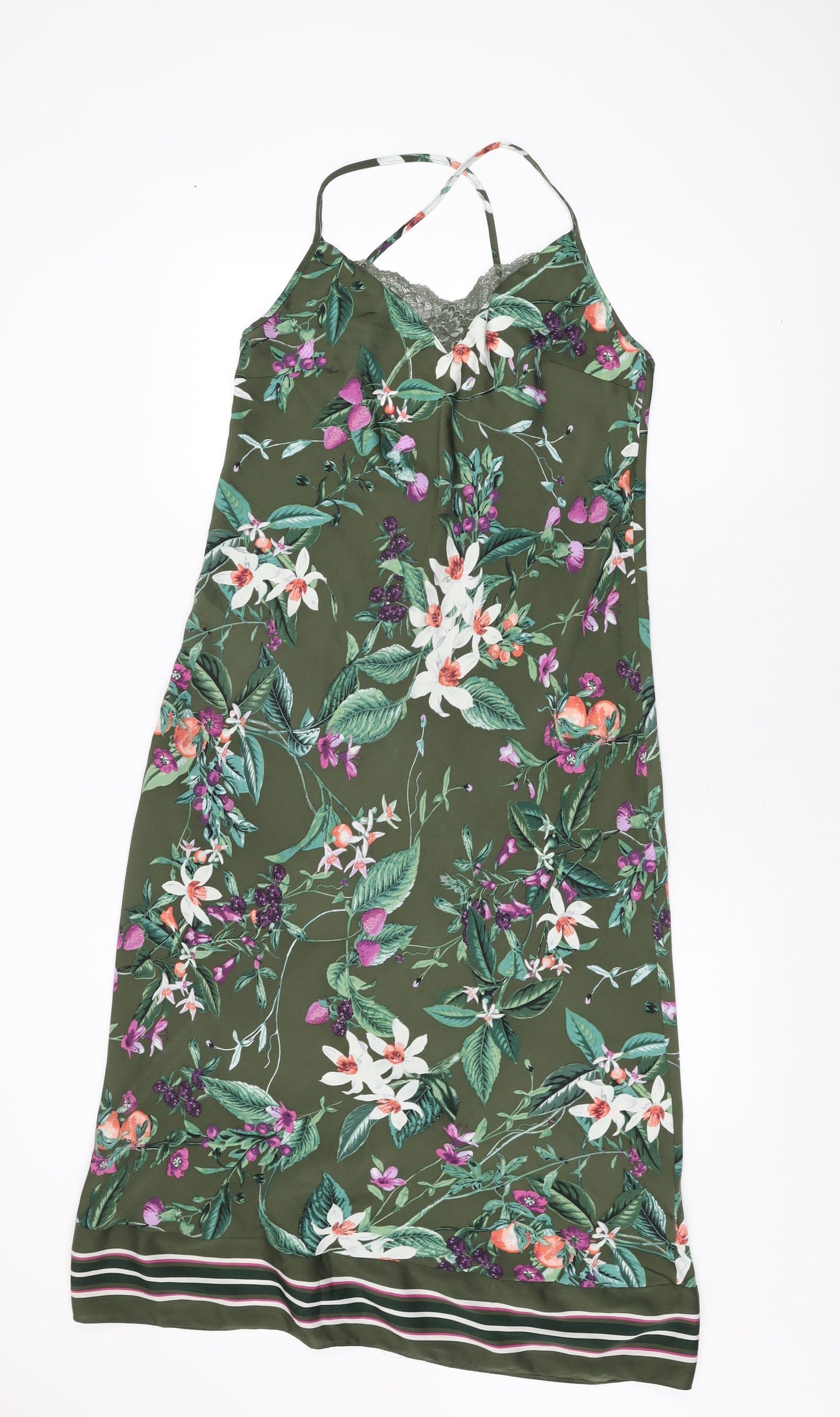 Marks and Spencer Womens Green Floral Polyester Top Dress Size 10