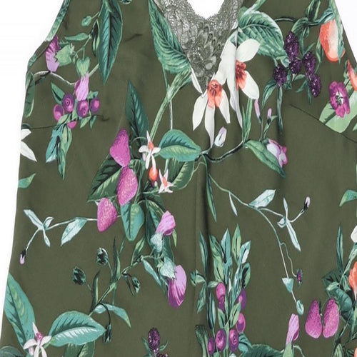 Marks and Spencer Womens Green Floral Polyester Top Dress Size 10