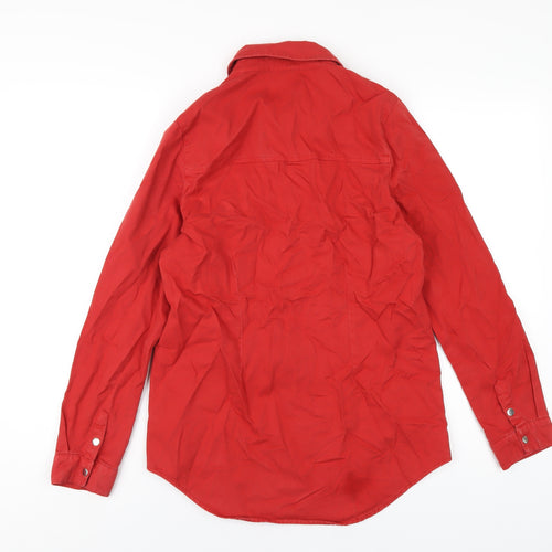 Sosandar Womens Red Cotton Basic Button-Up Size 8 Collared
