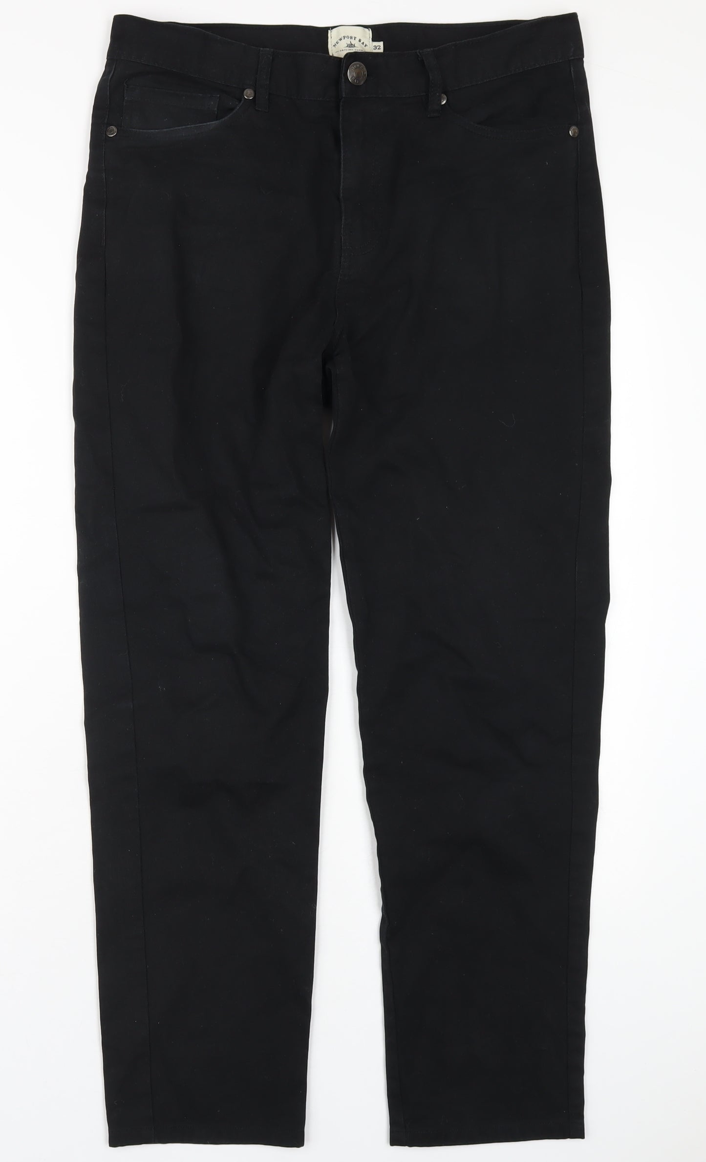 Newport Bay Mens Black Cotton Straight Jeans Size 32 in L30 in Regular Zip