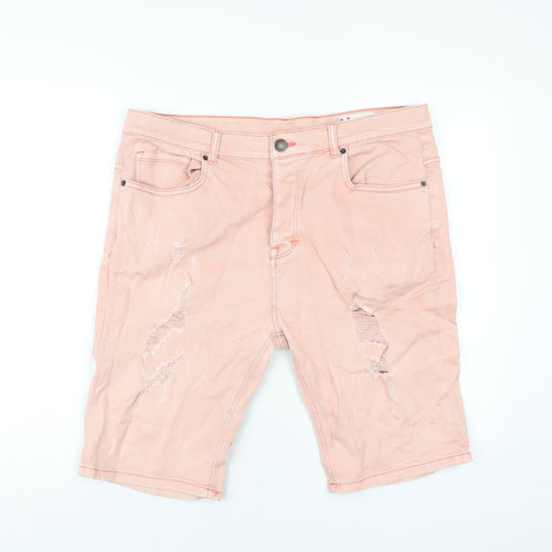 Denim & Co. Mens Pink Cotton Bermuda Shorts Size 38 in L11 in Regular Button