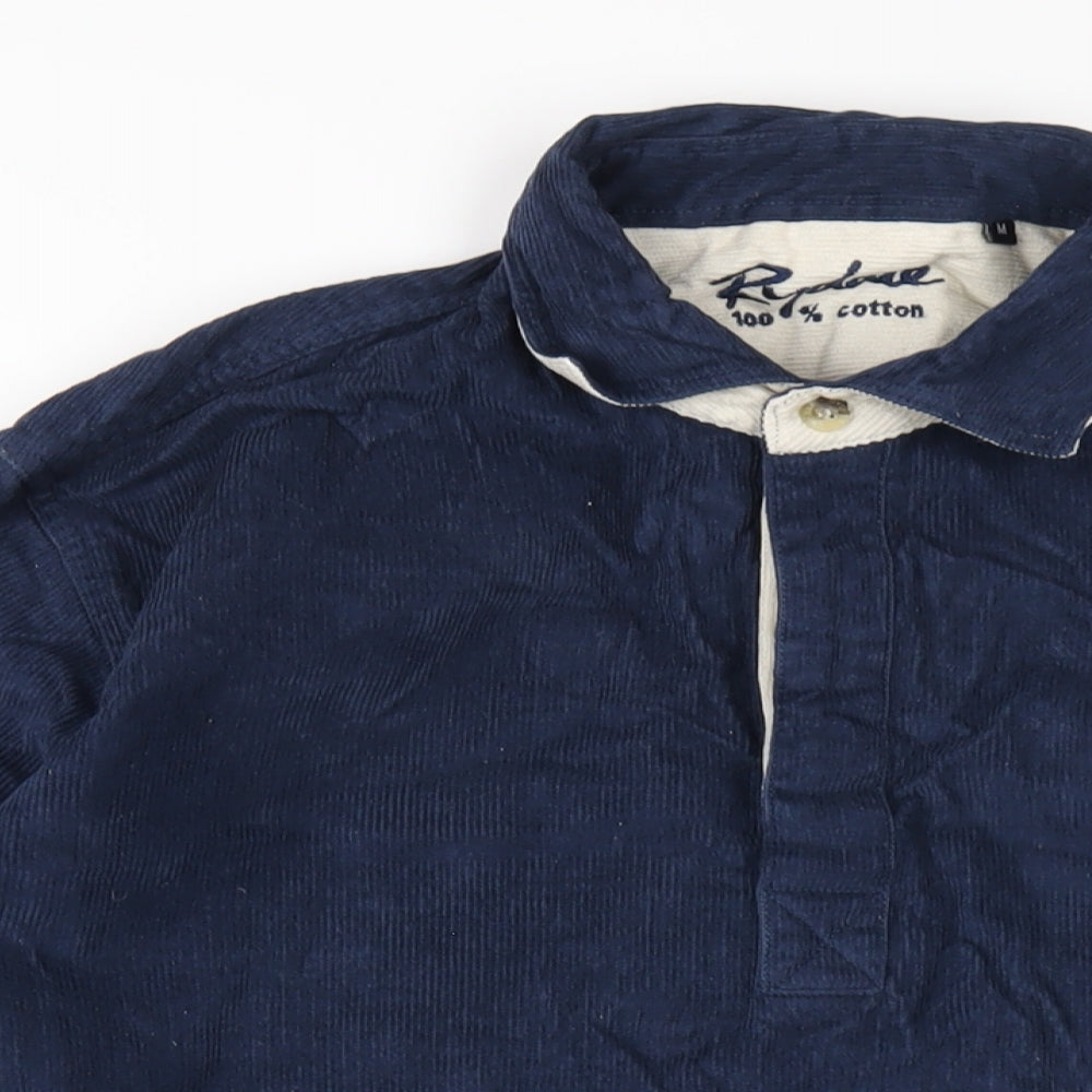 Ryderwear Mens Blue Cotton Button-Up Size M Collared Button