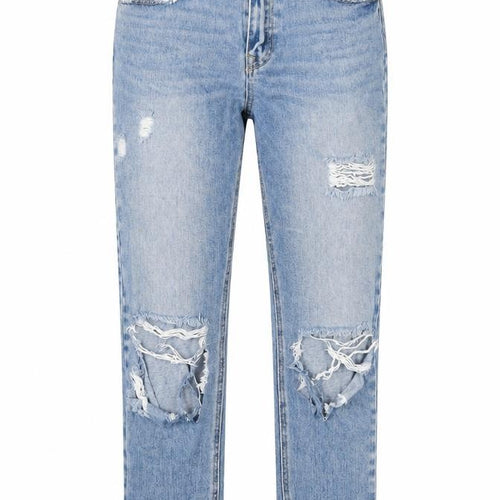 Denim & Co. Womens Blue Cotton Straight Jeans Size 10 L25 in Regular Zip