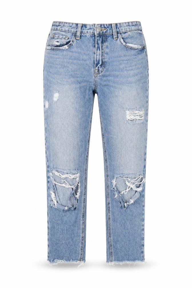 Denim & Co. Womens Blue Cotton Straight Jeans Size 10 L25 in Regular Zip