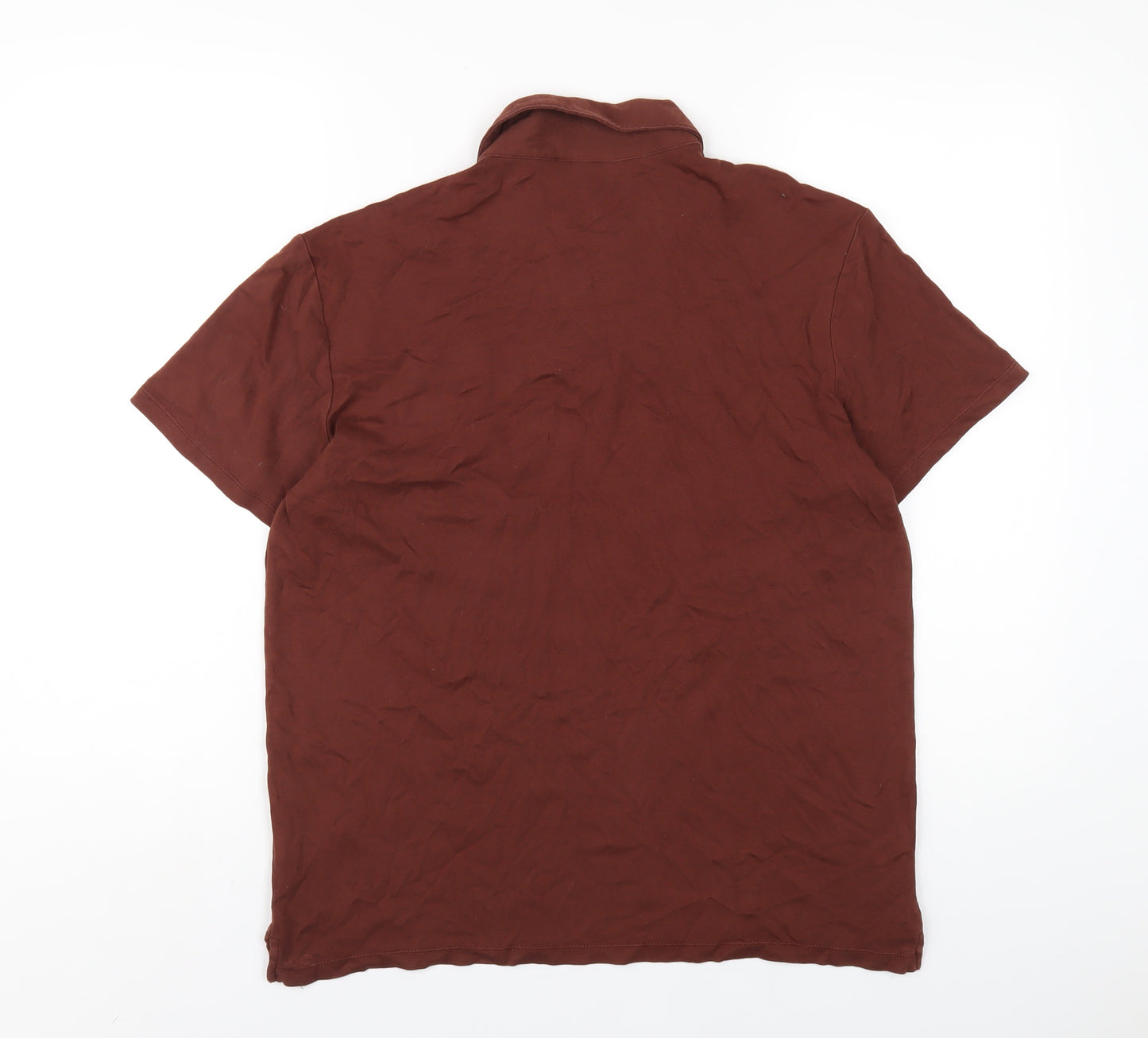 H&M Mens Brown Cotton Polo Size M Collared Pullover