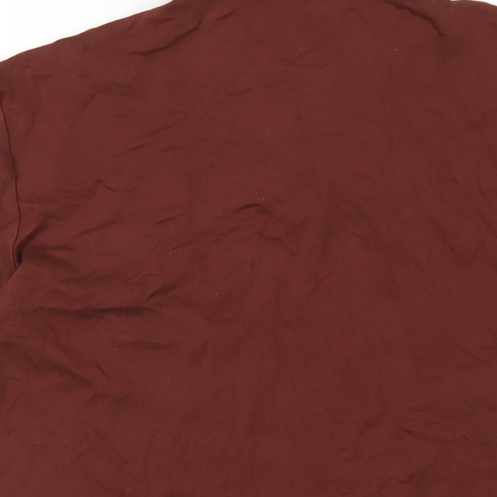 H&M Mens Brown Cotton Polo Size M Collared Pullover