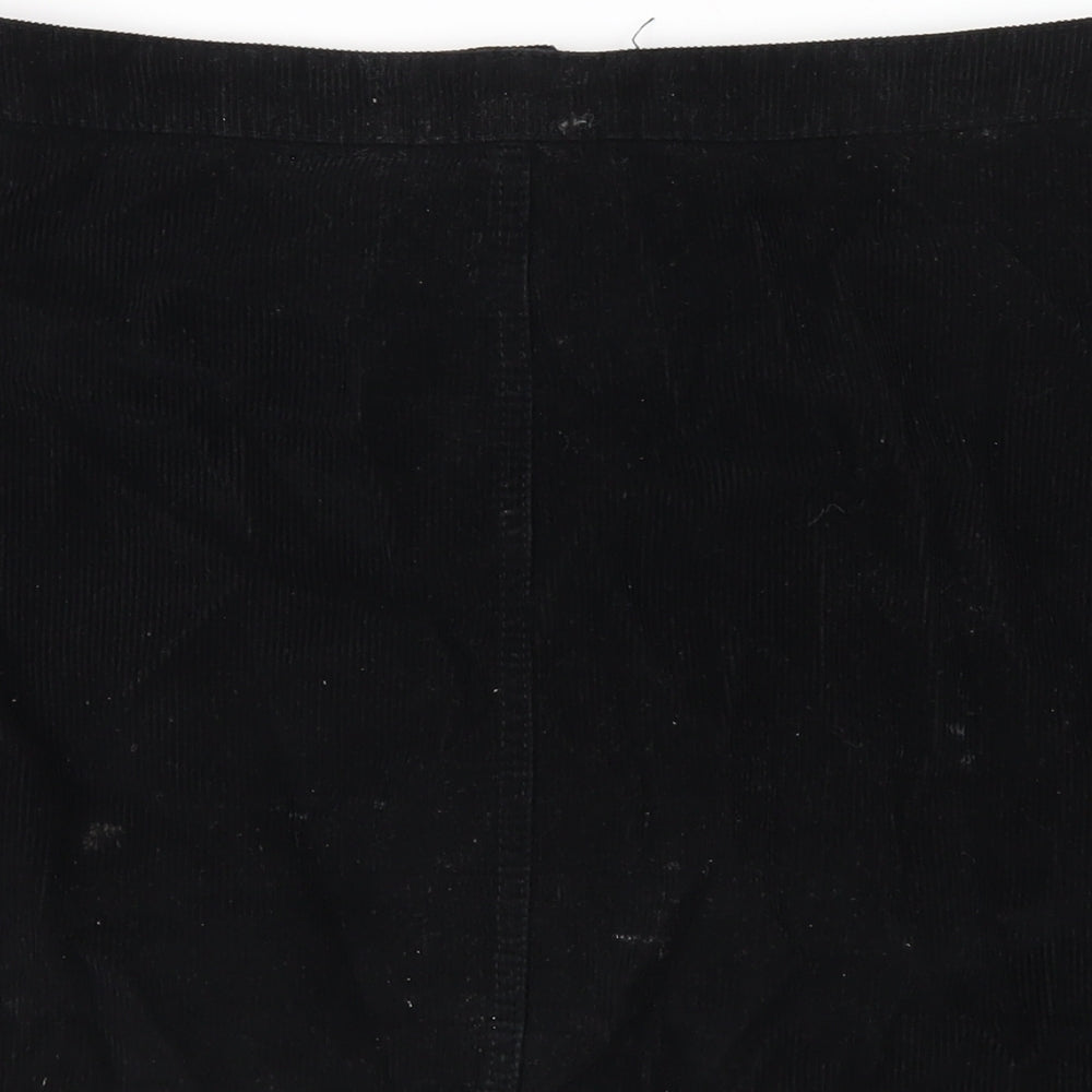 Denim & Co. Womens Black Cotton A-Line Skirt Size 14 Button