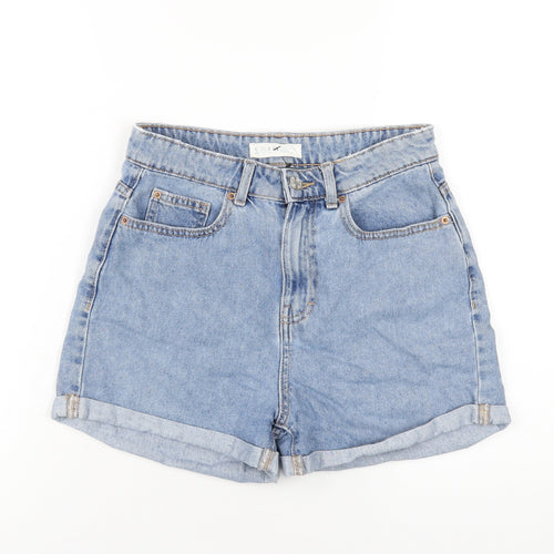 Denim & Co. Womens Blue Cotton Boyfriend Shorts Size 8 Regular Zip