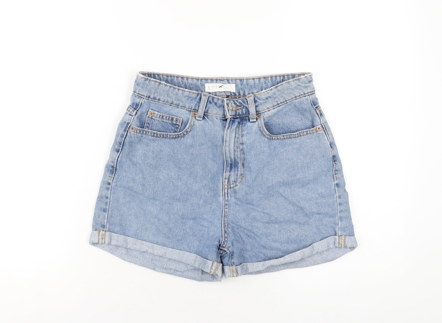 Denim & Co. Womens Blue Cotton Boyfriend Shorts Size 8 Regular Zip