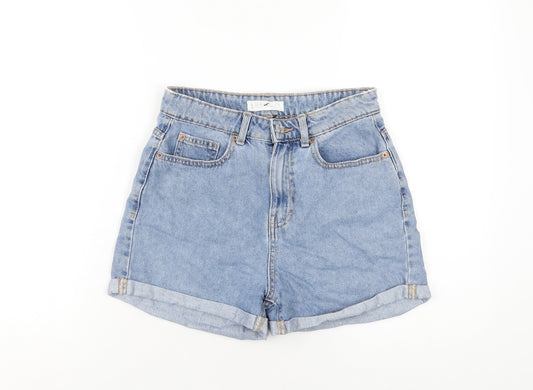 Denim & Co. Womens Blue Cotton Boyfriend Shorts Size 8 Regular Zip