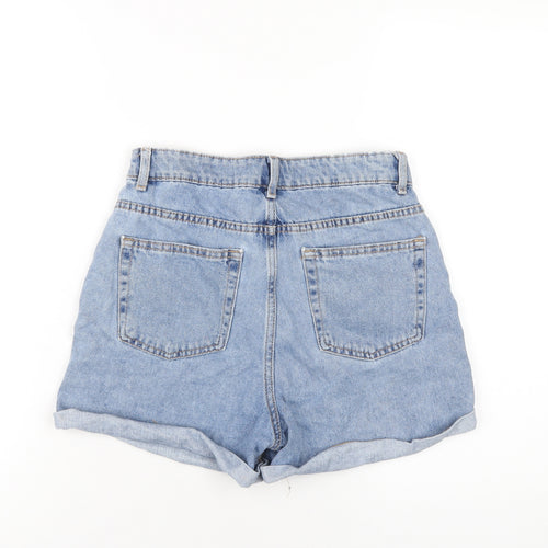 Denim & Co. Womens Blue Cotton Boyfriend Shorts Size 8 Regular Zip