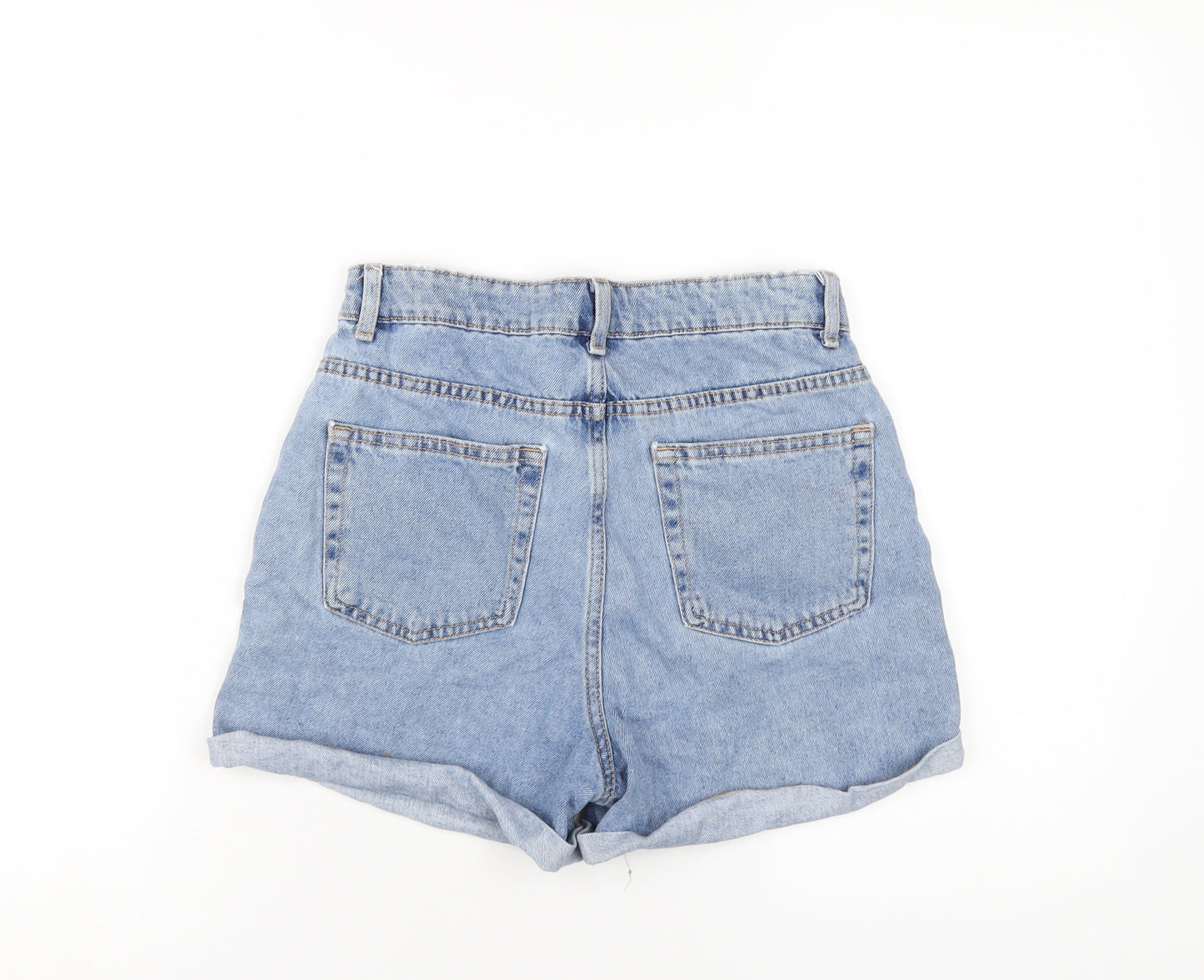 Denim & Co. Womens Blue Cotton Boyfriend Shorts Size 8 Regular Zip