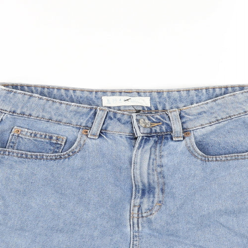 Denim & Co. Womens Blue Cotton Boyfriend Shorts Size 8 Regular Zip